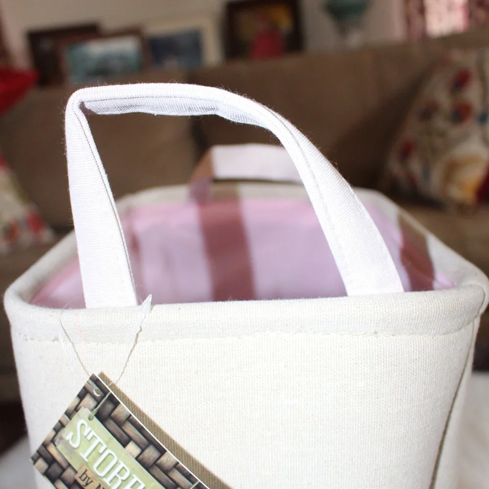 Owl embroidered  basket storage with handles